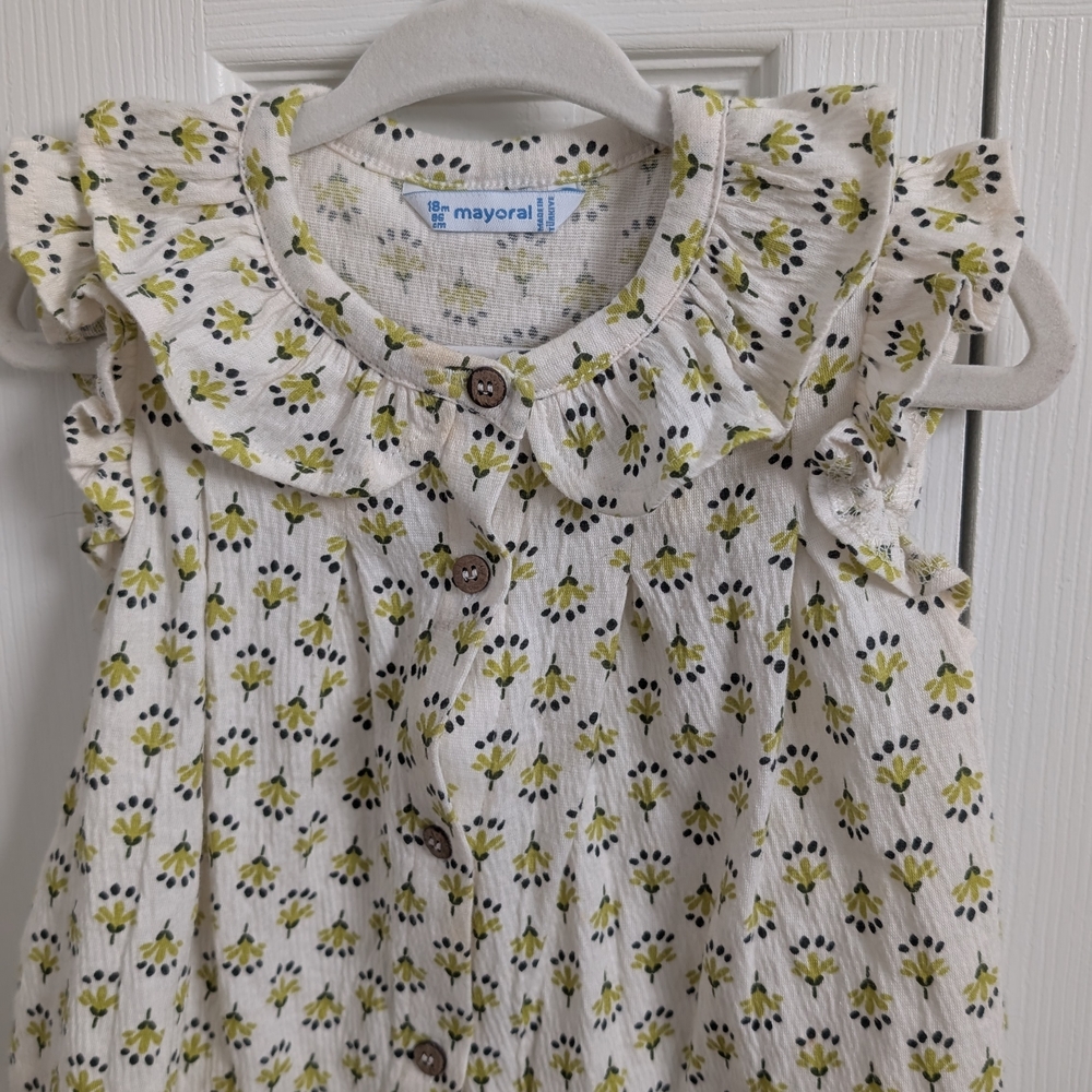 Mayoral White and Yellow Floral Kids Dress